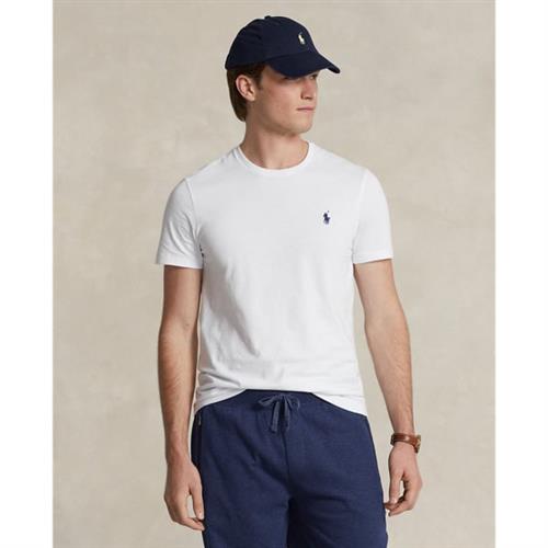 Se Polo Ralph Lauren Custom Slim Fit Cotton Tshirt Mand Hvid Kortærmede T-shirts Slim Fit Str L - Bomuld hos Magasin ved Magasin