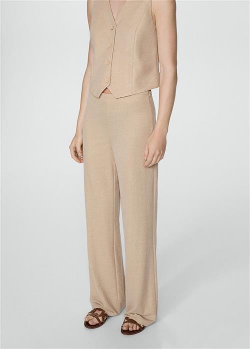 MANGO Flowy Straightfit Trousers Kvinde Light Beige Bukser Med Lige Ben Str L - hos Magasin