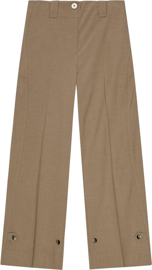 Ganni Drapey Melange Mid Waist Pants Kvinde Tiger's Eye Bukser Med Lige Ben Str 34 - hos Magasin