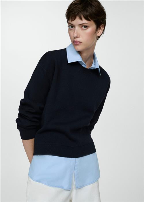 MANGO Combined Shirt Sweater Kvinde Navy Sweaters Str XS - hos Magasin