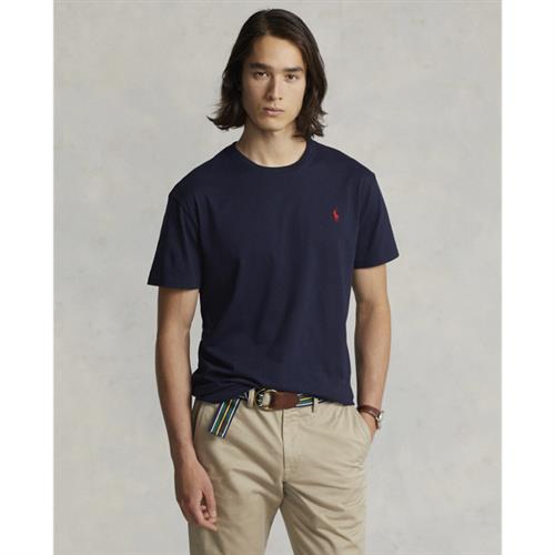 Se Polo Ralph Lauren Custom Slim Fit Cotton Tshirt Mand Navy Kortærmede T-shirts Slim Fit Str L - Bomuld hos Magasin ved Magasin