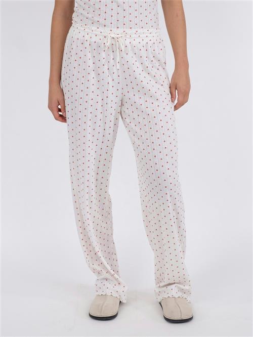 Se Neo Noir Serafina Pointelle Heart Pants Kvinde White Bukser Med Brede Ben Str 42 - hos Magasin ved Magasin