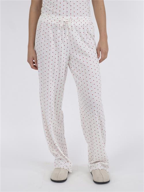 Neo Noir Serafina Pointelle Heart Pants Kvinde White Bukser Med Brede Ben Str 36 - hos Magasin