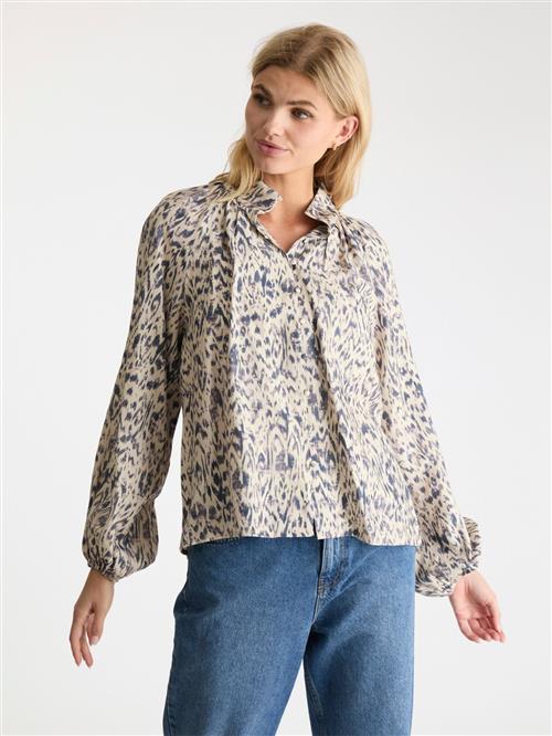 Neo Noir Camille Graphic Palette Blouse Kvinde Beige Langærmede Bluser Str 40 - hos Magasin