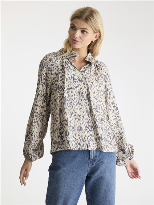 Neo Noir Camille Graphic Palette Blouse Kvinde Beige Langærmede Bluser Str 38 - hos Magasin