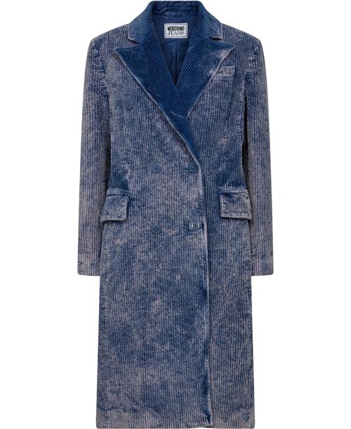 Mo5ch1no jeans Long Jacket Kvinde Fantasy Print Blue 280 Uldfrakker Str 42 - hos Magasin