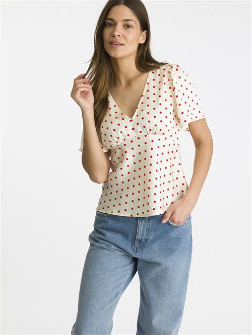 Neo Noir Junie Dot Blouse Kvinde Red Kortærmede Bluser Str 42 - hos Magasin