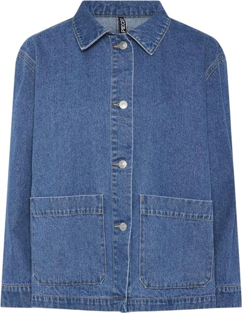 Se Pieces Pcchrissy LS Denim Loose Shirt PWP Kvinde Blå Skjorter Relaxed Fit Str S Denim - hos Magasin ved Magasin