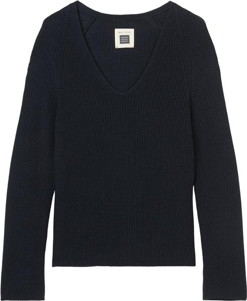 Se Marc O’Polo Pullover, Vneck, Long-sleeve, Half Kvinde Night Sky Sweaters Str L - hos Magasin ved Magasin