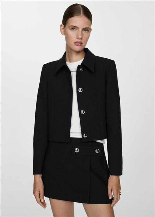 MANGO Buttoned Cropped Jacket Kvinde Black Overgangsjakker Str S - hos Magasin