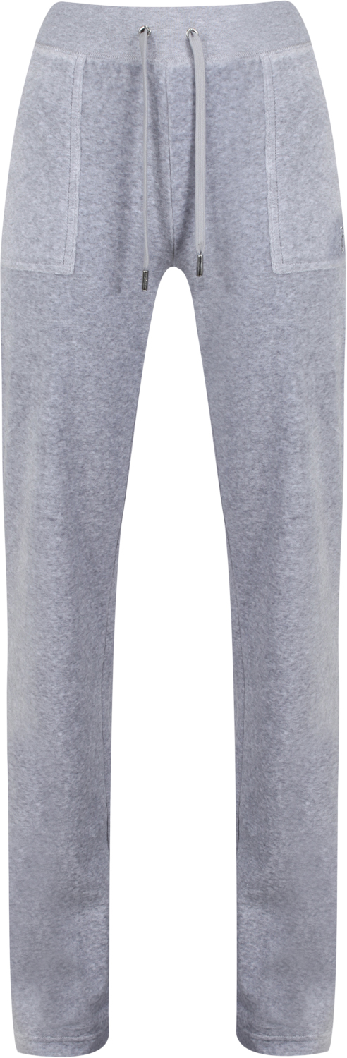 Juicy Couture Del Ray Classic Velour Pant Pocket Design Kvinde Silver Marl Bukser Med Lige Ben Str L Velour - hos Magasin