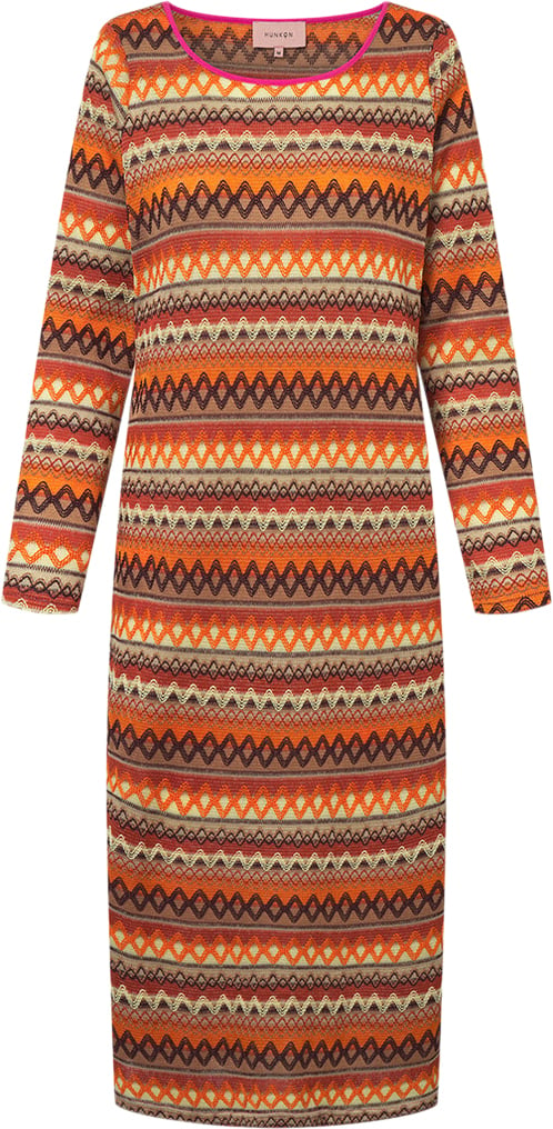 HUNKØN Laila Dress Kvinde Orange Midi Kjoler Str XL - hos Magasin