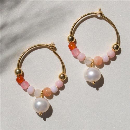 With love darling Pink Power Pearlhoop Earring ONE SIZE - Creoler hos Magasin