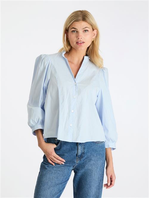 Neo Noir Barba Stripe Blouse Kvinde Light Blue Langærmede Bluser Str 44 - hos Magasin