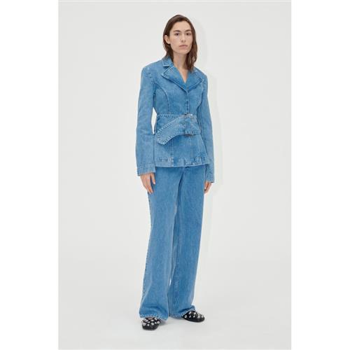 Stine Goya Belted Tailored Jacket , 2251 Denim Kvinde Denim Blue Overgangsjakker Str S Denim - hos Magasin