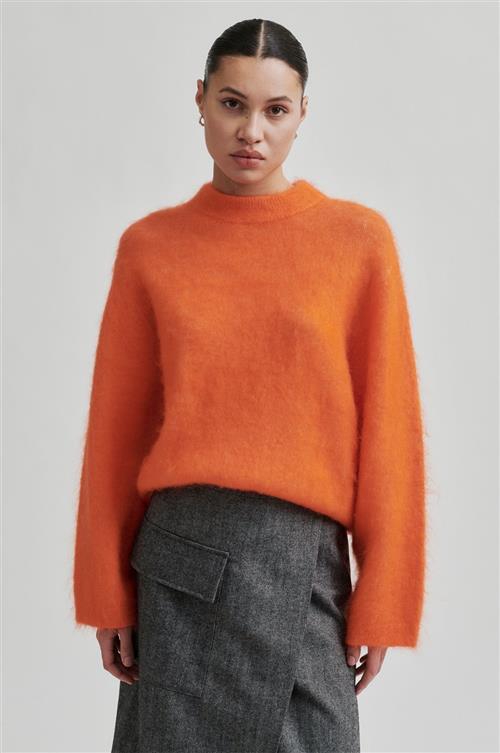 Second Female Anneleen Knit Oneck Kvinde Pureed Pumpkin Sweaters Str XS - hos Magasin