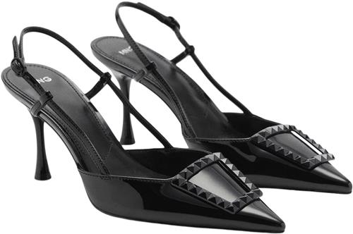 Se MANGO Patent Leather Slingbackheeled sho Kvinde Black Slingbacks Str 38 - hos Magasin ved Magasin