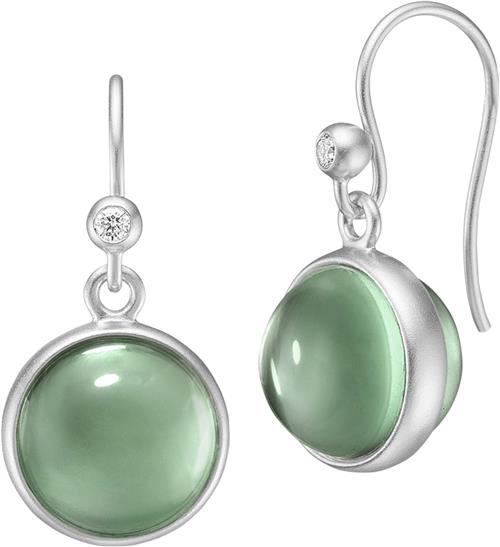 Se Julie Sandlau Prime Earrings Rhodium/green One size - Ørehænger hos Magasin ved Magasin