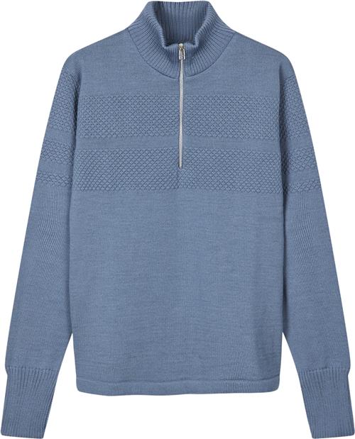 Se Mads Nørgaard - Copenhagen Wool Klemens Half Zip Knit Mand Blå Cardigans Str XL - hos Magasin ved Magasin