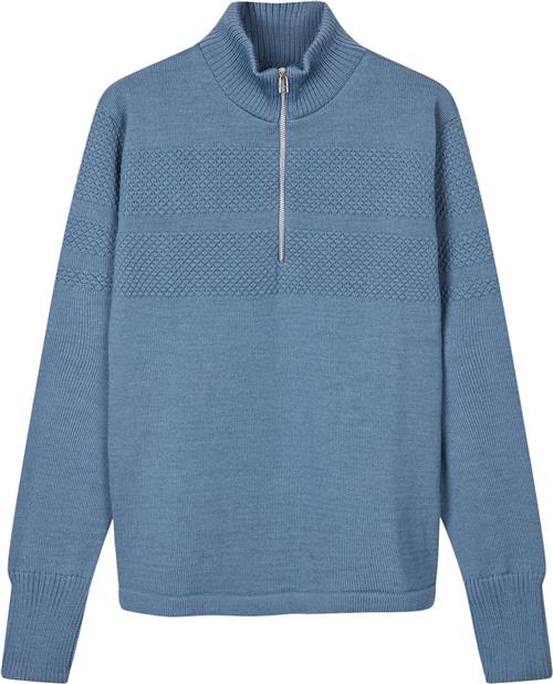 Se Mads Nørgaard - Copenhagen Wool Klemens Half Zip Knit Mand Blå Cardigans Str XXXL - hos Magasin ved Magasin