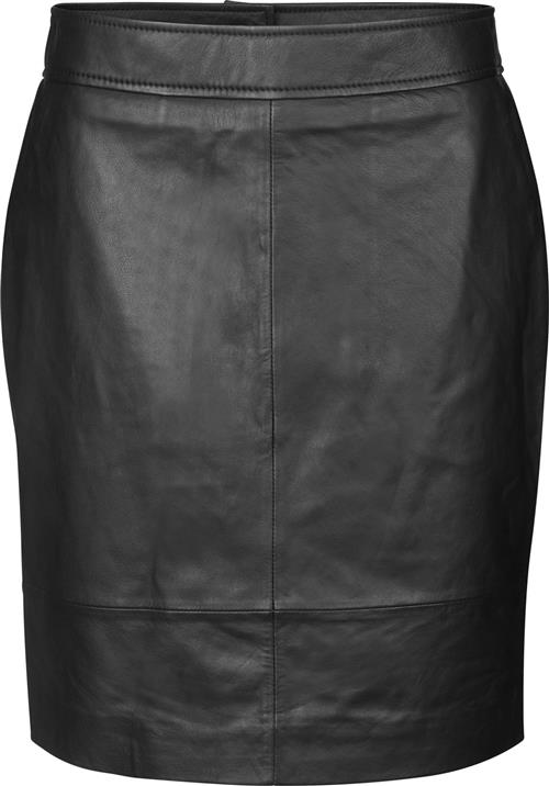 Second Female Francie Mini Leather Skirt Kvinde Black Korte Nederdele Str L - hos Magasin