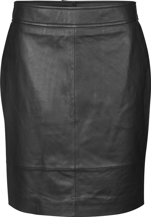 Second Female Francie Mini Leather Skirt Kvinde Black Korte Nederdele Str XL - hos Magasin