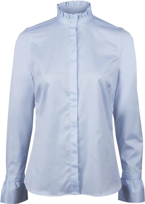 Stenströms Darya Blouse, Frill Collar Flyfront Frill Cuff Kvinde Blue Langærmede Skjorter Str 40 - Bomuld hos Magasin