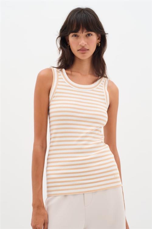 InWear Dagnaiw Striped Tank Kvinde Alabaster/pure White Stripe Tanktoppe Slim Fit Str L - hos Magasin