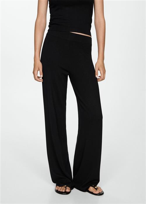 Se MANGO Knitted Wideleg Trousers Kvinde Black Bukser Str S - hos Magasin ved Magasin