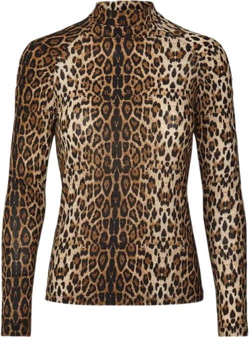 Lollys Laundry Ellen Blouse Kvinde Leopard Print Langærmede T-shirts Regular Fit Str XL - Polyester hos Magasin