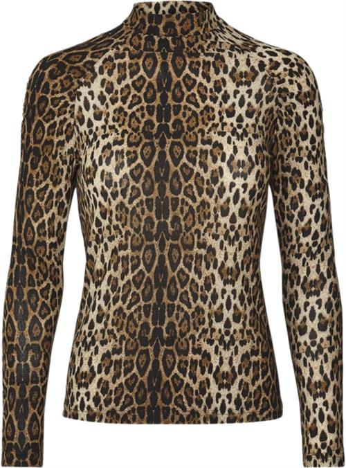 Lollys Laundry Ellen Blouse Kvinde Leopard Print Langærmede T-shirts Regular Fit Str XS - Polyester hos Magasin