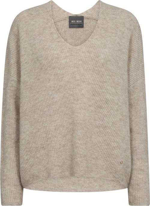 Mos Mosh Mmthora Vneck Knit Kvinde Feather Gray Sweaters Str L - hos Magasin