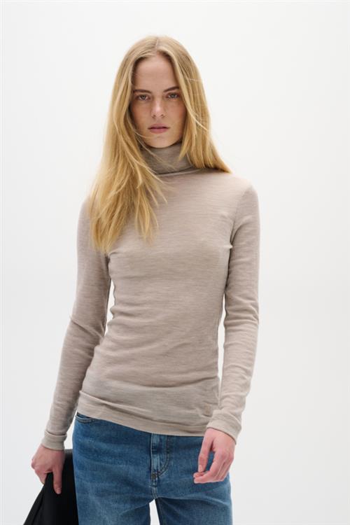 InWear Fangiw Rollneck Kvinde Oatmeal Melange Rullekraver Slim Fit Str L - hos Magasin