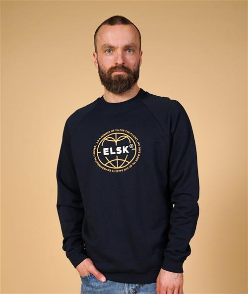 ELSK Statement Globe Men's Tværs Crewneck Mand 100 Dark Navy Sweatshirts Str L - Polyester hos Magasin