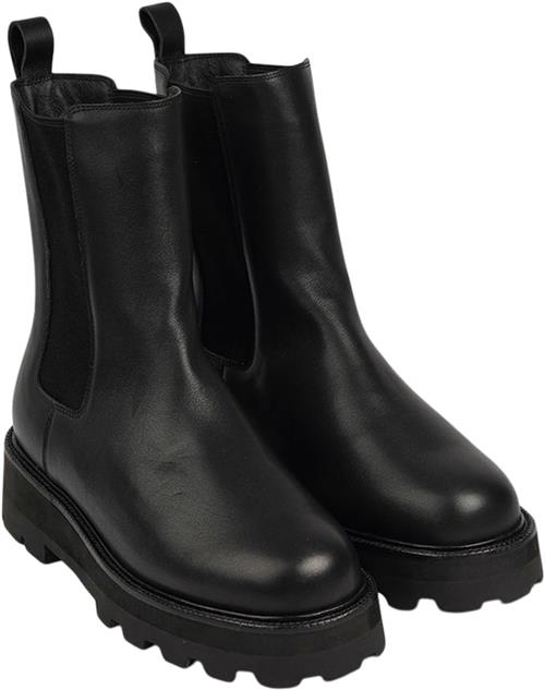 Lovelies Musala Leather Boots With Flyknit & Shearling Kvinde Black Chelsea Boots Str 37 - Læder hos Magasin