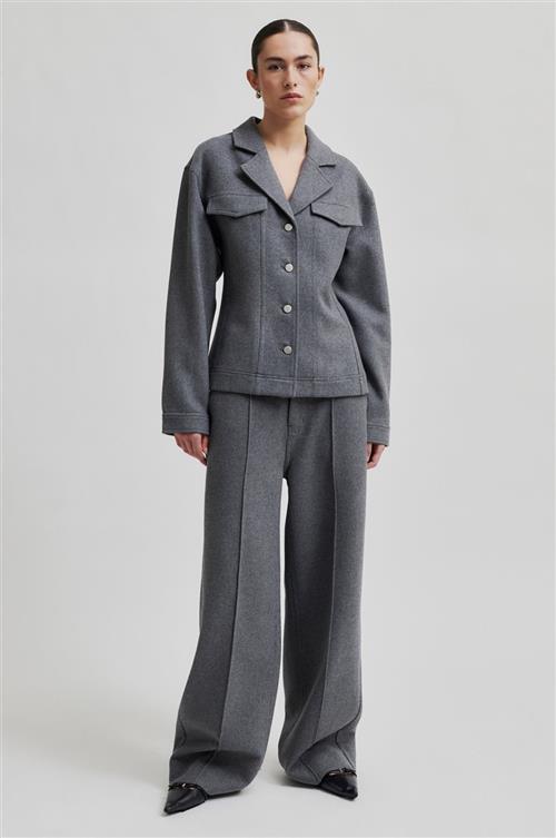 Se Second Female Vall Wool Trousers Kvinde Grey Melange Bukser Str XS - hos Magasin ved Magasin