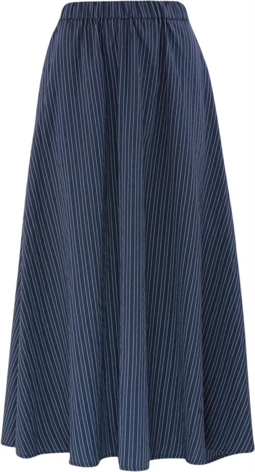 CONTINUE Harriet Skirt With Stripe Kvinde Navy Blue Stripe Maxi Nederdele Str L - hos Magasin