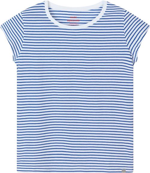 Mads Nørgaard - Copenhagen Organic Jersey Stripe Teasy Tee FAV Kvinde Dazzling Blue/brilliant White Kortærmede T-shirts Str XS - hos Magasin