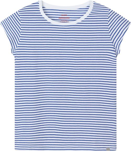 Mads Nørgaard - Copenhagen Organic Jersey Stripe Teasy Tee FAV Kvinde Dazzling Blue/brilliant White Kortærmede T-shirts Str XXL - hos Magasin