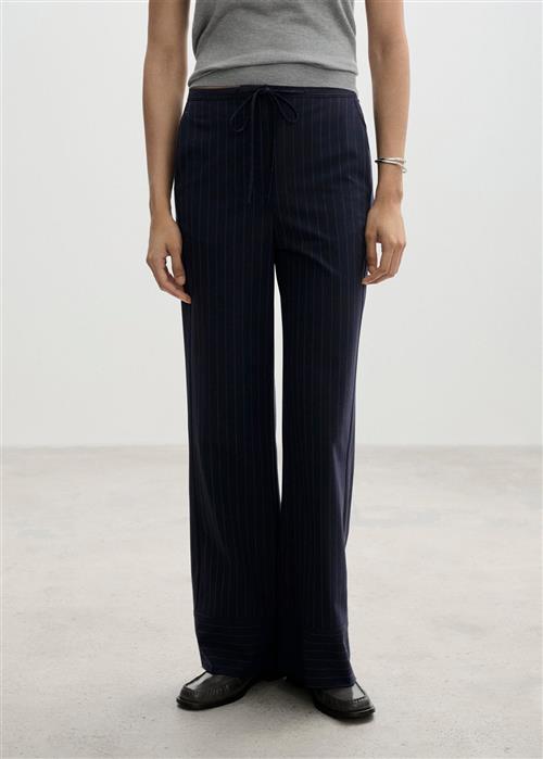 MANGO Chalkstripe Straight Trousers Kvinde Navy Bukser Str L - hos Magasin