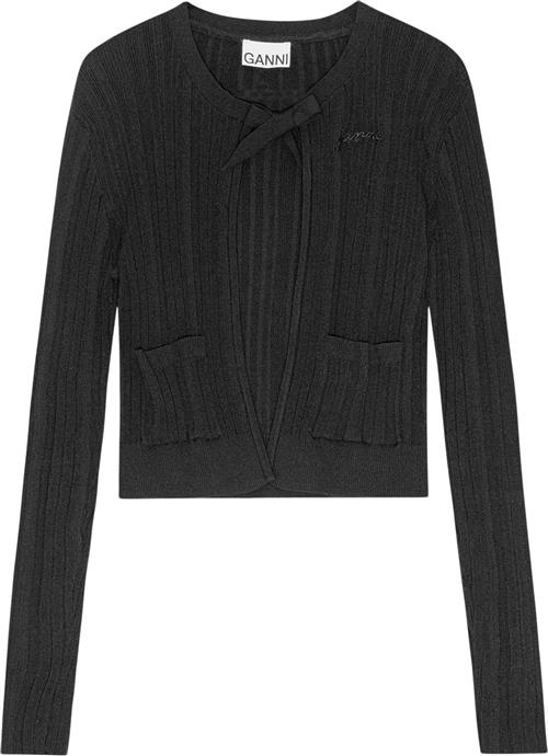 Se Ganni Light Viscose Rib Cardigan Kvinde Black Cardigans Str L - hos Magasin ved Magasin