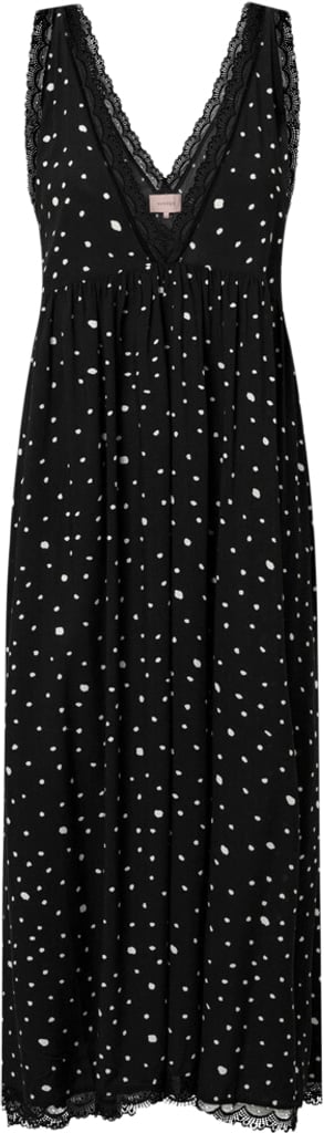 HUNKØN Kris Dress Kvinde Black W/white Dots Maxi Kjoler Str S - hos Magasin