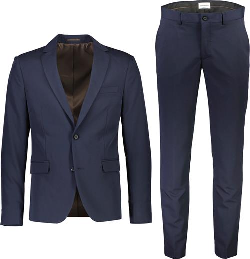 Lindbergh Fine Twill Stretch Suit Mand Blå Jakkesæt Str 50 - hos Magasin