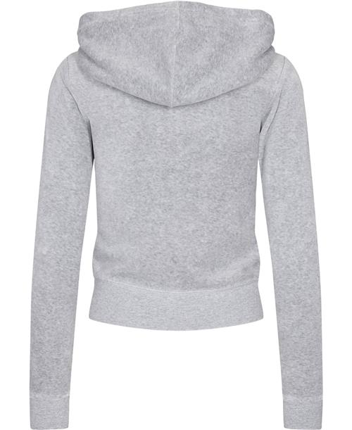 Juicy Couture Robertson Classic Velour Zip Trough Hoodie Kvinde Silver Marl Hættetrøjer Str XS Velour - hos Magasin