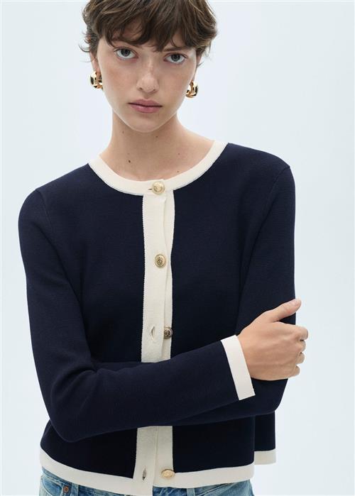 Se MANGO Knitted Jacket .- PIA Kvinde Navy Cardigans Str L - hos Magasin ved Magasin