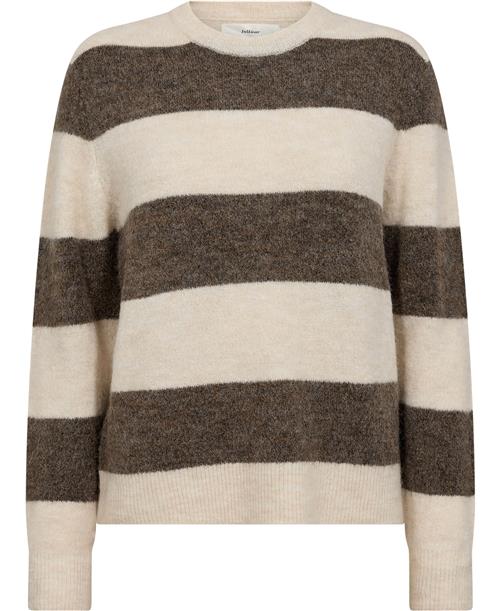 InWear Harrietiw Stripe Pullover Kvinde Sandy Grey/vanilla Sweaters Regular Fit Str L - hos Magasin