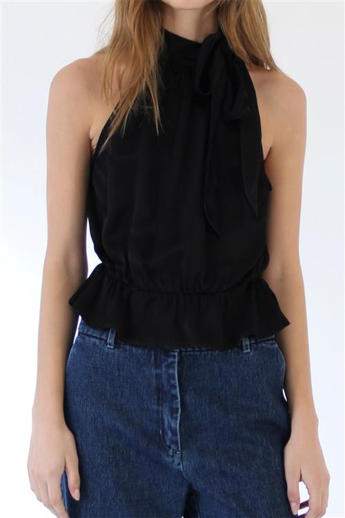 Se Designers Remix Lucille Bow Top Kvinde Sort Toppe Str 40 - hos Magasin ved Magasin