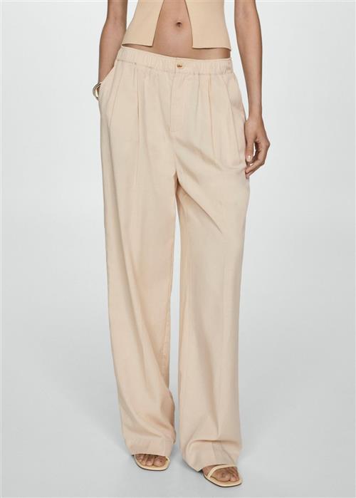 MANGO Lyocell Pleated Pants Kvinde Light Beige Bukser Str S - hos Magasin