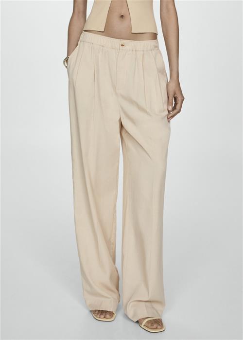 MANGO Lyocell Pleated Pants Kvinde Light Beige Bukser Str M - hos Magasin