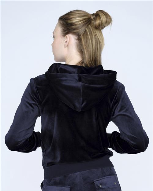 Juicy Couture Robertson Classic Velour Zip Trough Hoodie Kvinde Night Sky Hættetrøjer Str XS Velour - hos Magasin